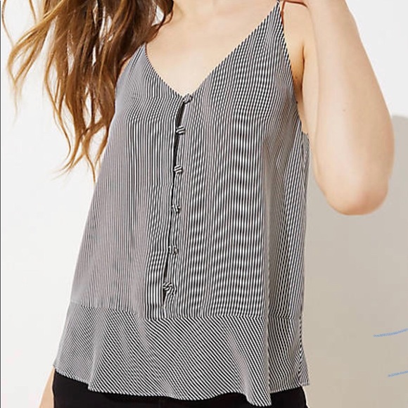 LOFT covered button, thin strap, peplum top. NWT - Picture 5 of 5